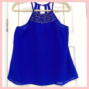 Beaded halter neck tank top